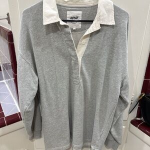 Aerie Gray and Cream Button-Up Shirt